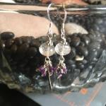 Dangle Earrings - Tourmalated Quartz and Amethyst on Sterling Silver - Jewelry with Meaning