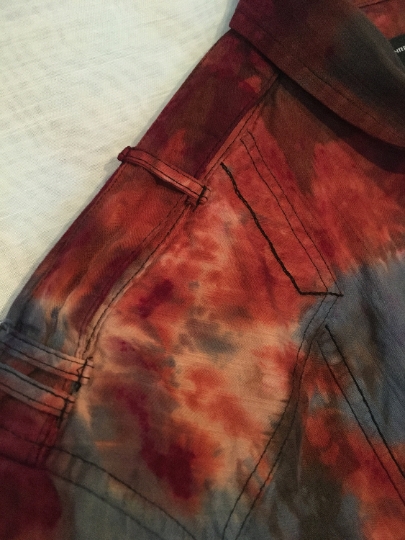 Tie Dye - Bleach - Distressed - Mens Shirt - Button Down - Tie Dye Button Down Shirt - Mens XL Long Sleeve - Tie Dye Mens Shirt picture