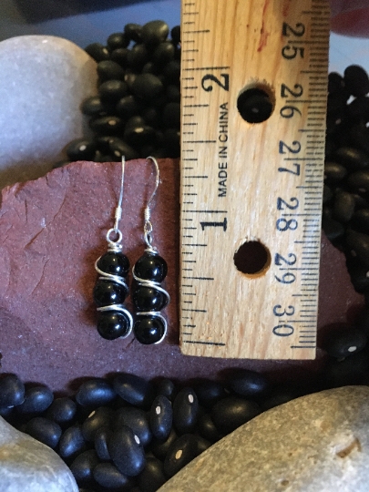 Earrings - Obsidian Stack on Sterling Earrings - Dangle Earrings - Jewelry with Meaning - Grounding and Shielding from Negativity picture