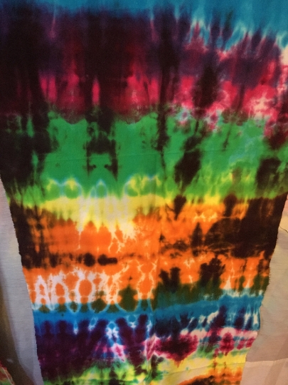 Tie Dyed 100% Cotton Flannel Scarf - Bright Rainbow Tie Dyed Flannel Scarf -63x21". #22