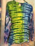 Tie Dye Tiger Stripe Long Sleeve Tie Dye T Shirt Mens M (38-40) 100% Cotton Fruit of the Loom. #314