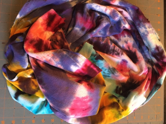 Tie Dyed 100% Cotton Flannel Scarf - Bright Fun Colors - Light Blue, Purple, Orange and Pink -62x21". #18 picture