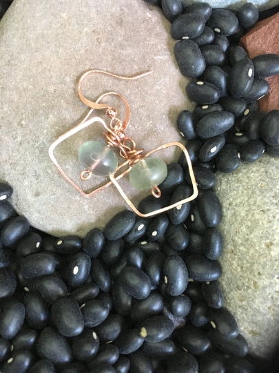 Copper Earrings - Fluorite - Jewelry with Meaning - Brings Order to Chaos picture