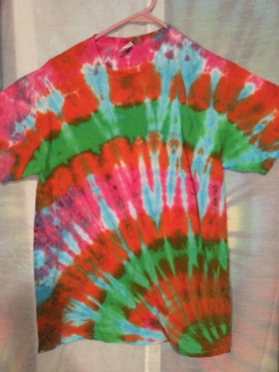 Tie Dye - Tie Dyed T Shirt - Mens M (38-40) 100% Cotton Fruit of the Loom - Short Sleeve - Festival Fashion - Hippie Fashion #159 picture