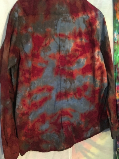 Tie Dye - Bleach - Distressed - Mens Shirt - Button Down - Tie Dye Button Down Shirt - Mens XL Long Sleeve - Tie Dye Mens Shirt picture