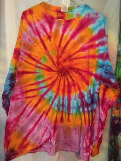 Tie Dye Bright Hot Colors - Long Sleeved XL Mens 100% Cotton - XL (46-48) Fruit of the Loom Shirt - Comfort Colors Tshirt. #48 picture