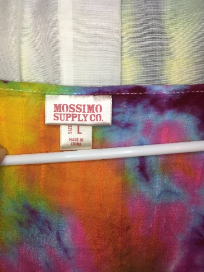 Tie Dyed Bright Spiral Recycled Womens Blouse - Mossimo Supply Brand - Size L Hippie Clothing, Raver Clothing, Festival Clothing picture