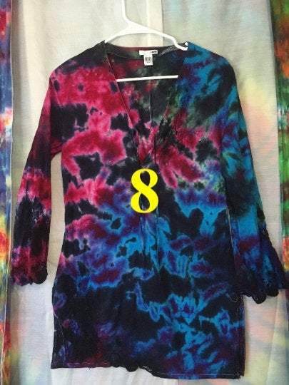 Recycled and Tie Dyed! Crinkle Tie Dyed Bold Colors - H&M - Womens Size 8 - Tunic picture