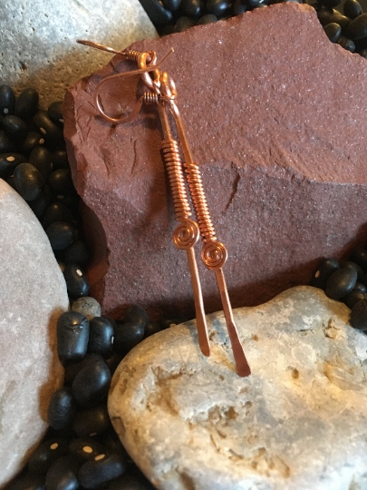 Earrings - Copper Wire Wrapped Dangle Earrings picture