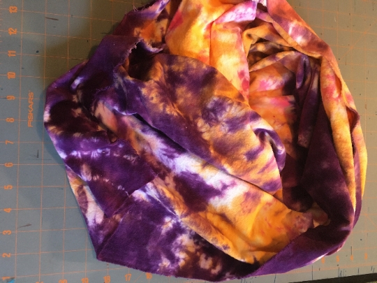 Tie Dyed 100% Cotton Flannel Scarf - Warm Rich Colors - Purple, Orange and Pink-64x21". #20 picture