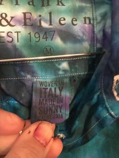 Tie Dyed Frank & Eileen Mens Medium Long Sleeve 100% Cotton Button Down Dress Shirt - Recycled - Gently Used picture