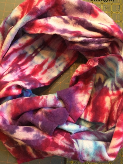 Tie Dyed 100 % Cotton Flannel Scarf - Bold Purple and Red Swirl Scarf - Beautiful Accessory for Anyone! 62"x21". #4 picture