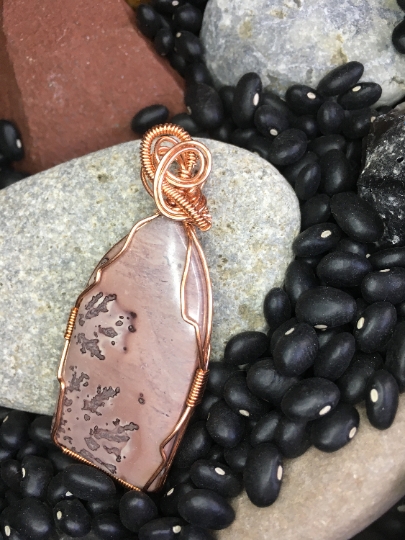 Large Crazy Horse Jasper Focal Bead Wrapped in Copper - Jewelry with Meaning - Gentleness and Nurturing picture