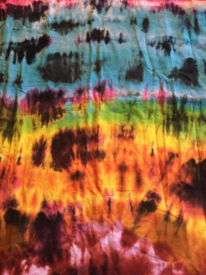 Tie Dyed 100% Cotton Flannel Scarf - Warm Rich Colors - Beautiful Fall Color Tie Dye Scarf -66x21". #16