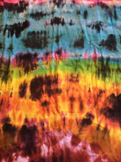 Tie Dyed 100% Cotton Flannel Scarf - Warm Rich Colors - Beautiful Fall Color Tie Dye Scarf -66x21". #16 picture