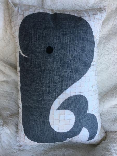 Whale appliqué on cream check pillow picture