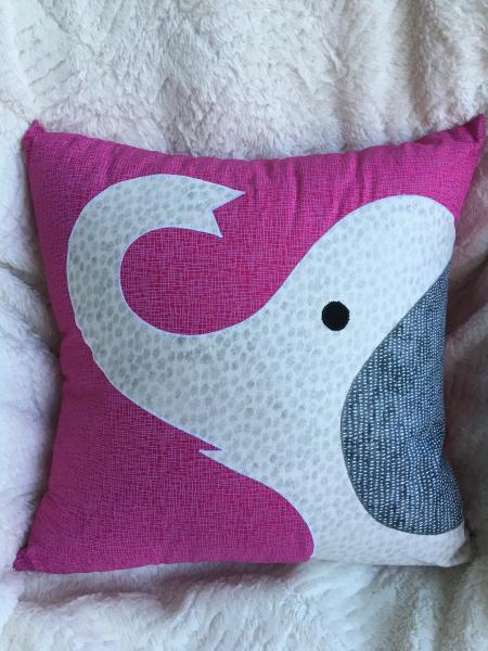 Elephant appliqué on fuschia background pillow