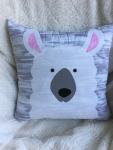 Llama appliqué on grey ombre pillow