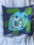 Sea turtle appliqué on navy pillow