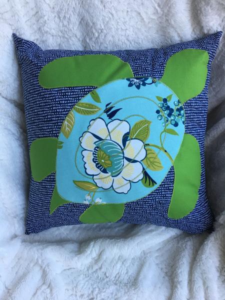 Sea turtle appliqué on navy pillow picture