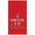 Drink Up Grinch's Waffle Weave Embroidered Kitchen Towel