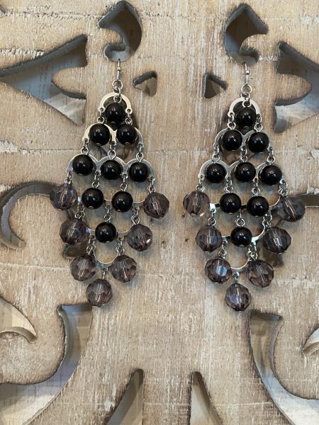 Silver and Black Bauble Earrings picture