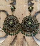 Green Medallion Earrings