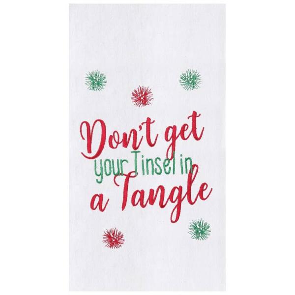 Tinsel In A Tangle Embroidered Flour Sack KitchenTowel picture