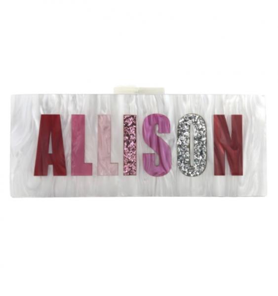 Pink Ombre Customized Acrylic Clutch: Personalize Your Name or Phrase! picture