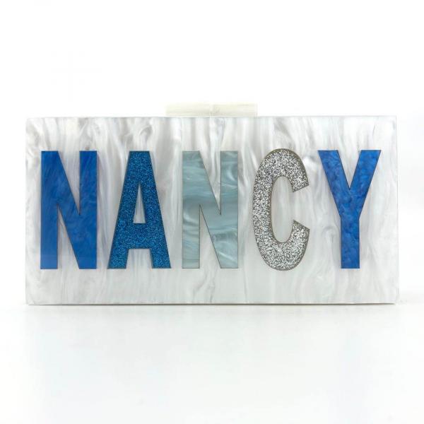 Blue Ombre Customized Acrylic Clutch: Personalize Your Name or Phrase! picture
