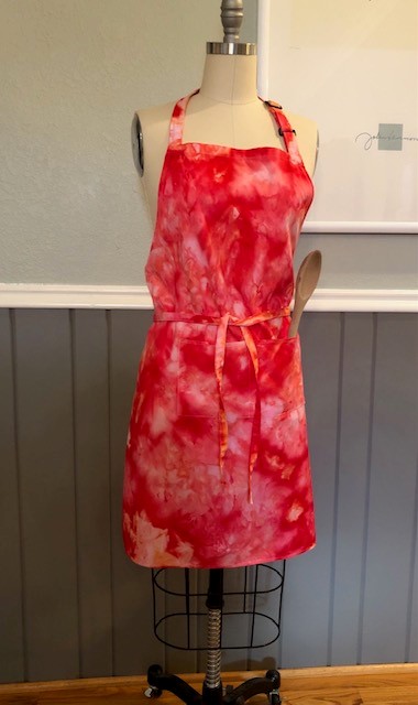 Red hand dyed apron picture