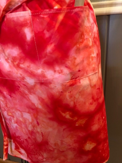 Red hand dyed apron picture