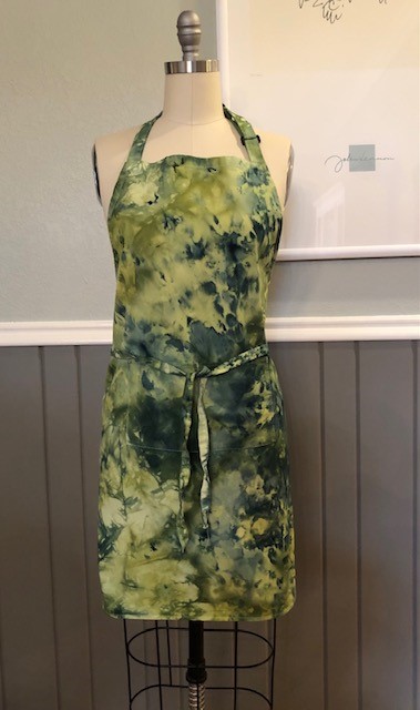 Green hand dyed aprons picture