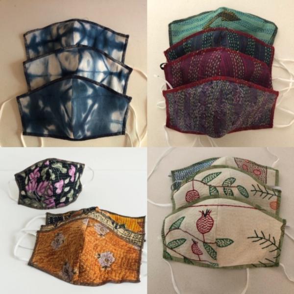 Silk kantha face masks picture