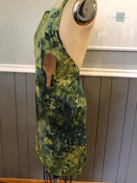 Green hand dyed aprons picture