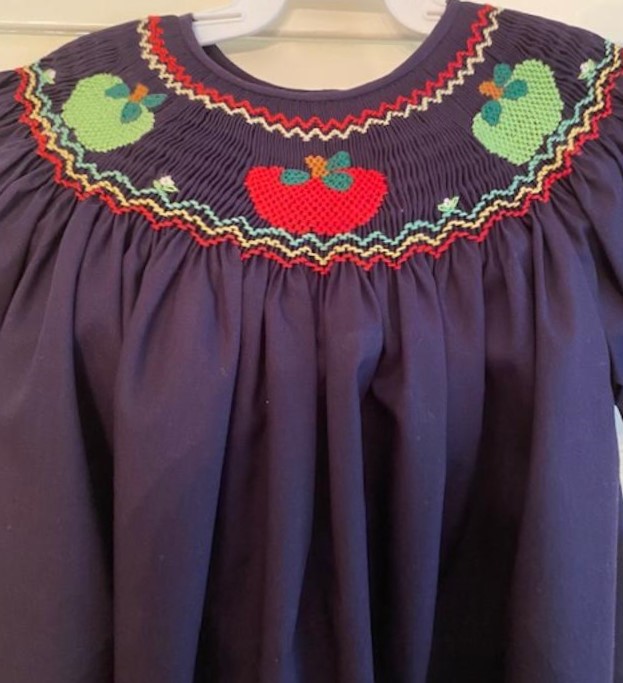 Navy Blue Dress With Apples 3T picture