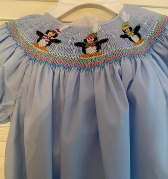 Light blue penguin dress 24M picture