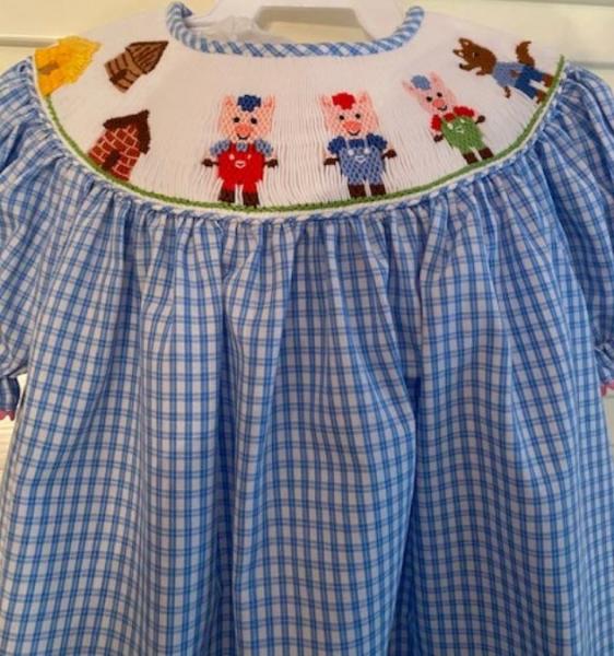 Three Little Pigs Smocked Dress Size 24M picture
