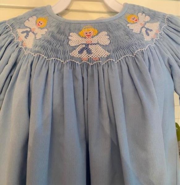 Light Blue Corduroy Angel Dress 3T picture