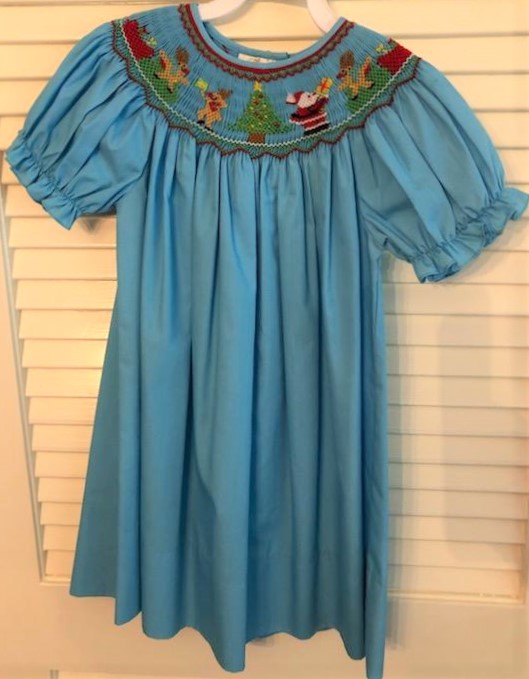 Turquoise Santa Dress 2T