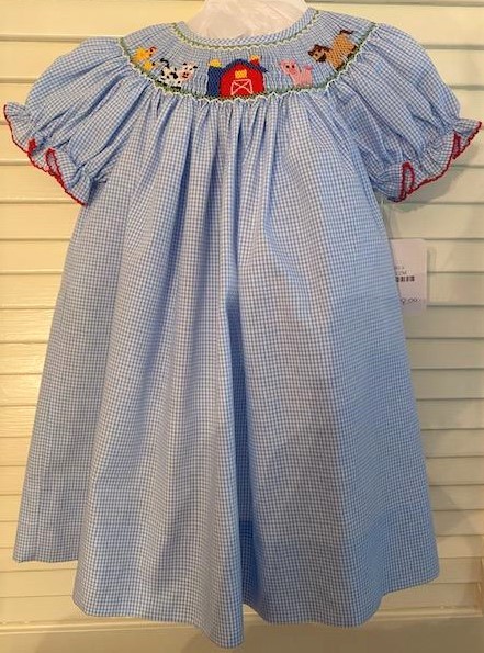 Light Blue Farm Bishop Dress - 3T