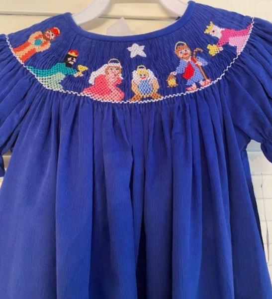 Blue Corduroy Nativity Dress 4T picture