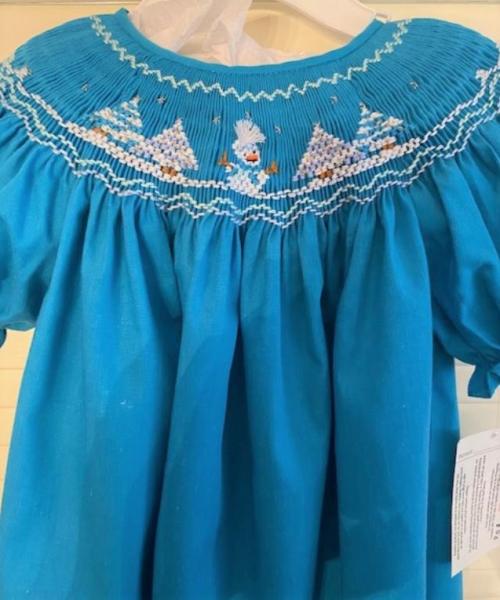 Turquoise Snowmen Dress 2T picture