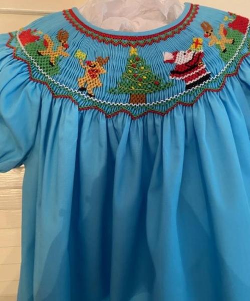 Turquoise Santa Dress 2T picture