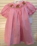 Pink smocked dress with puppy size 12m