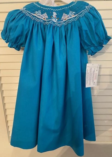 Turquoise Snowmen Dress 2T picture