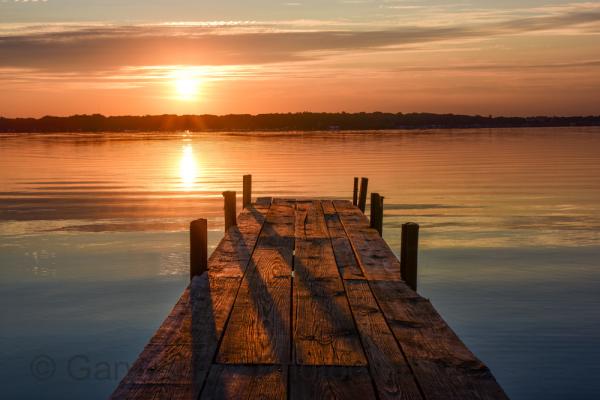 'Sunset at Lake Okoboji' - matted print picture