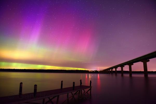 'Aurora Borealis and Mile Long Bridge - print on metal