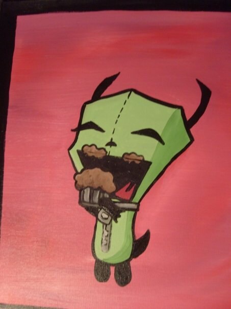 Invader Zim Fan Art Painting: Featuring Gir and Zim from the Nickelodeon Cartoon. picture