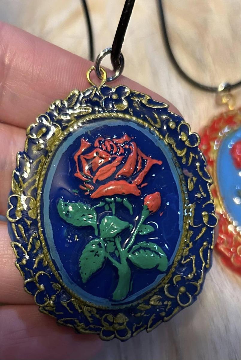 Rose Cameo Pendant. Custom Colors. picture